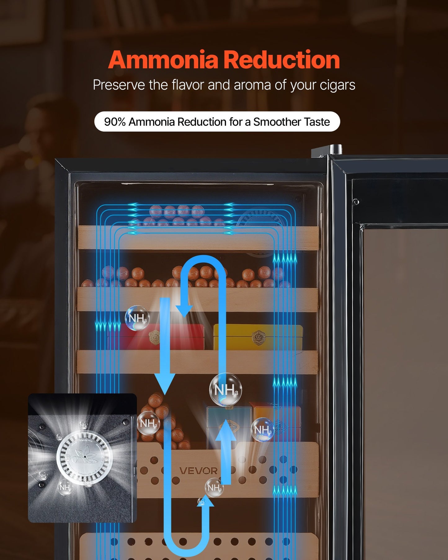 Electric Humidor, 70L, 400 Counts Electric Cigar Humidor Cabinet with Compressor Cooling, Constant Humidity & Temperature Control, Spanish Cedar Wood Shelves & Drawers, 4 Layers, for Household