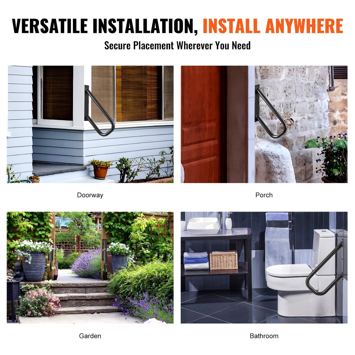 Handläufe für Außentreppen, 48,9 cm, wandmontiertes Sicherheitsgeländer für 1–2 Stufen