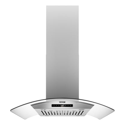 Wall Mount Range Hood, 36 inch Chimney-Style Ceiling Mount Vent, 800 CFM Stainless Steel Kitchen Stove Hood with Gesture & Touch Control, LED Light, Baffle Filters, Ducted/Ductless Convertible