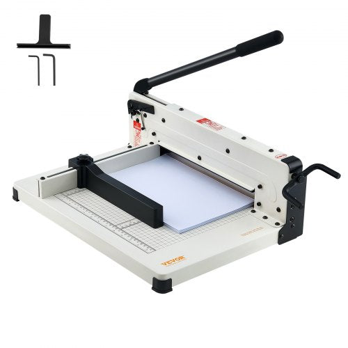 Heavy Duty Paper Cutter, 12" Industrial Commercial Guillotine Paper Cutter for A4 Paper, 400 Sheet Capacity, Solid Steel Construction, Stack Paper Trimmer for Office Home School Shop, White