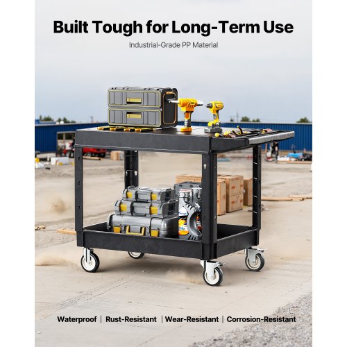 2-hylls Utility Cart 550 lbs 37 x 25,4-tums servicevagn med hjul |  EU