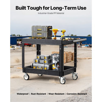 2-hylls Utility Cart 550 lbs 37 x 25,4-tums servicevagn med hjul |  EU