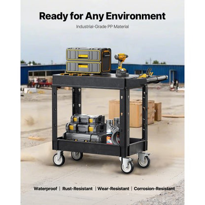 Servicevagn med 2 hyllor 227 kg 84 x 43 cm med hjul |  EU