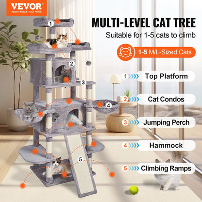 Cat Tree 68.5" Cat Tower for Indoor Cats with Cat Condos Scratching Post