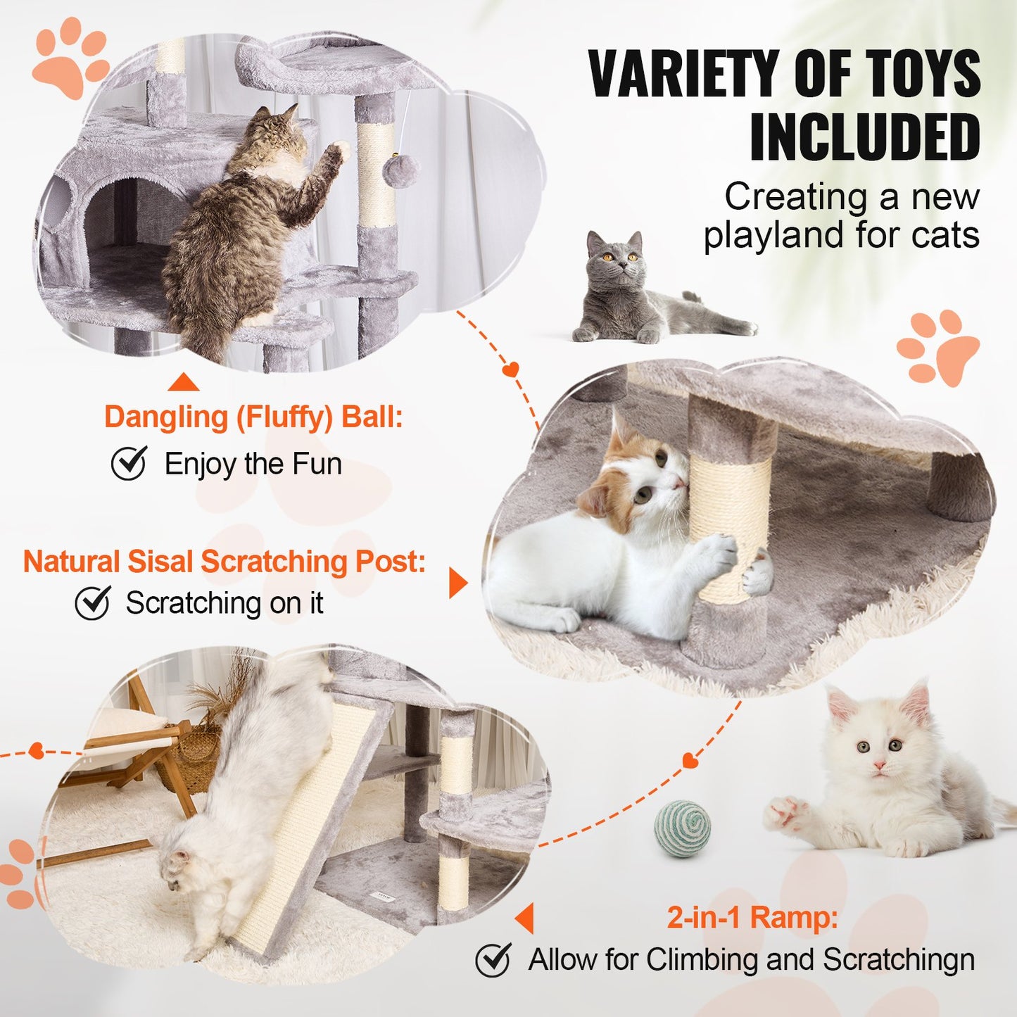Cat Tree 68.5" Cat Tower for Indoor Cats with Cat Condos Scratching Post