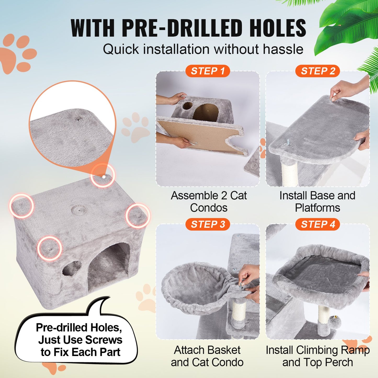 Cat Tree 68.5" Cat Tower for Indoor Cats with Cat Condos Scratching Post