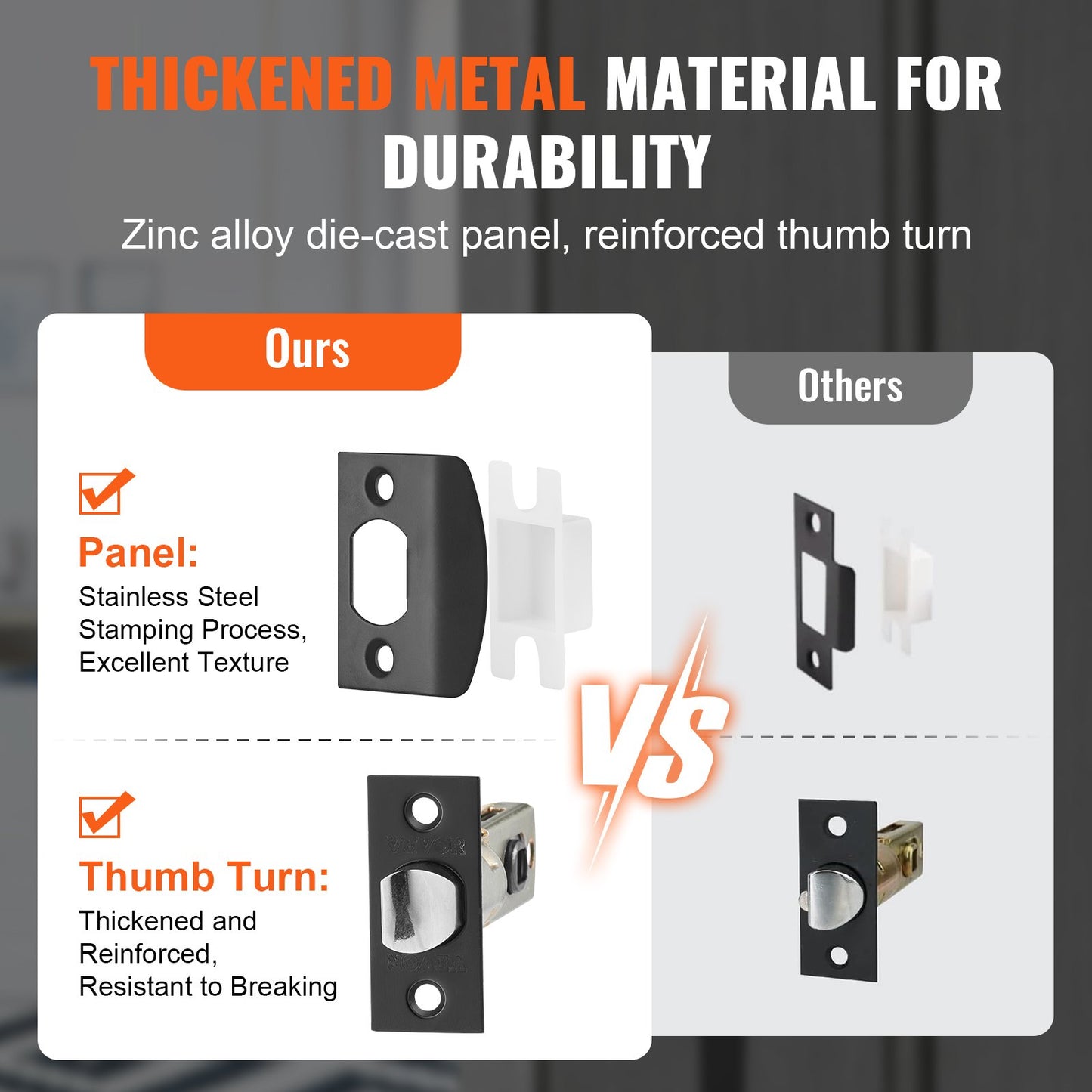 Double Door Handle Set, Matte Black Square Door Lever, Double Front Door Handle Set with Reversible Handle Lever, Heavy Duty Double Door Lock Set with Dummy, for Office Door or Front Door