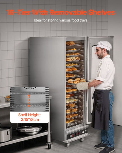 Hot Box Speisenwärmer 16-stufiger Imbiss-Wärmerschrank mit Wasserschale