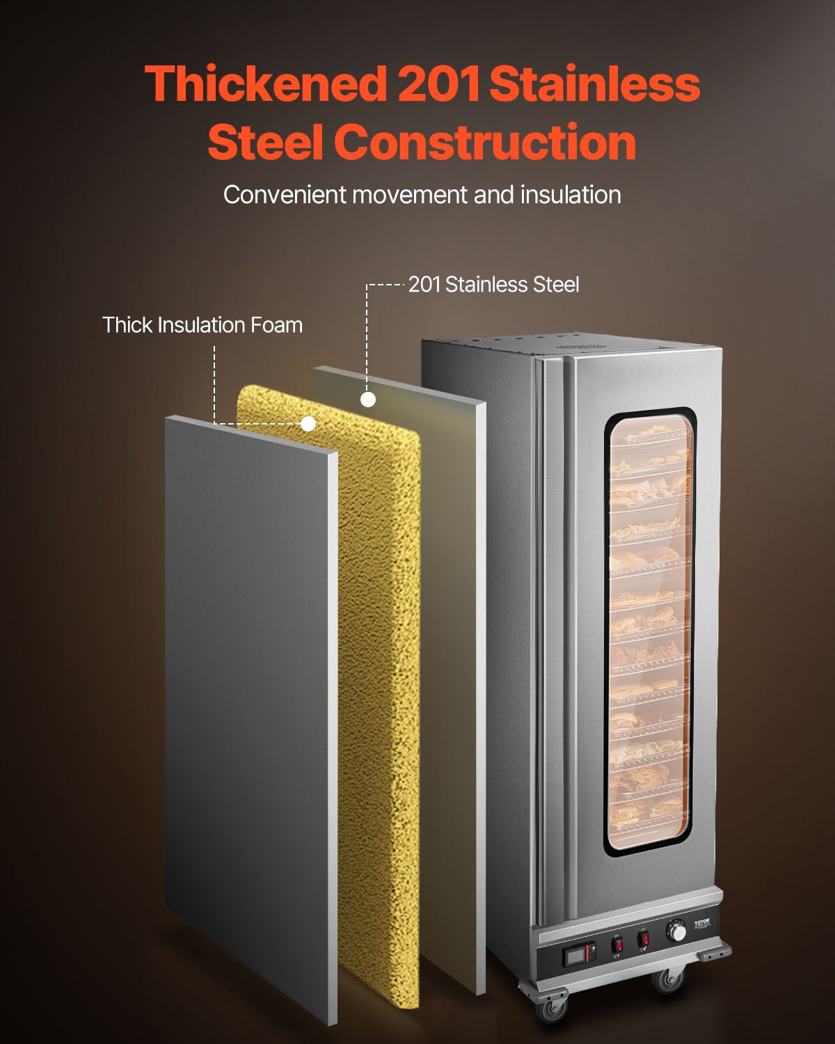 Hot Box Speisenwärmer 16-stufiger Imbiss-Wärmerschrank mit Wasserschale