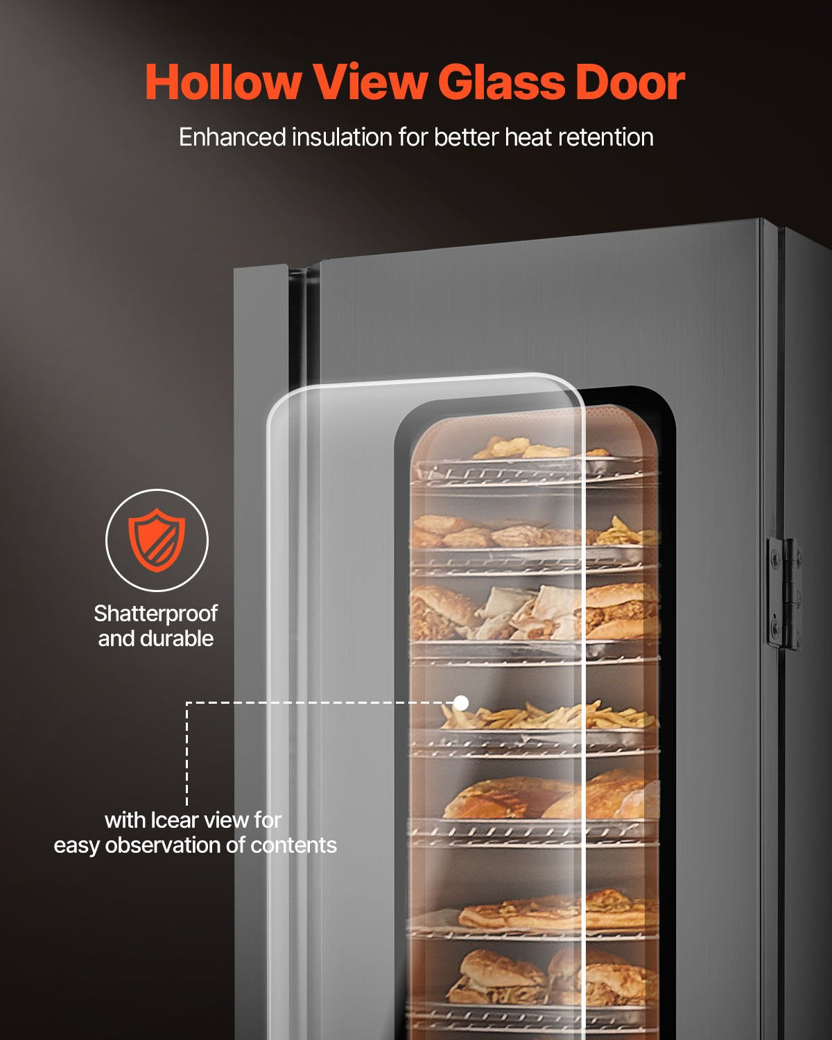 Hot Box Speisenwärmer 16-stufiger Imbiss-Wärmerschrank mit Wasserschale