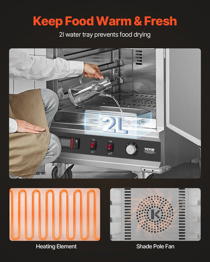 Hot Box Speisenwärmer 16-stufiger Imbiss-Wärmerschrank mit Wasserschale