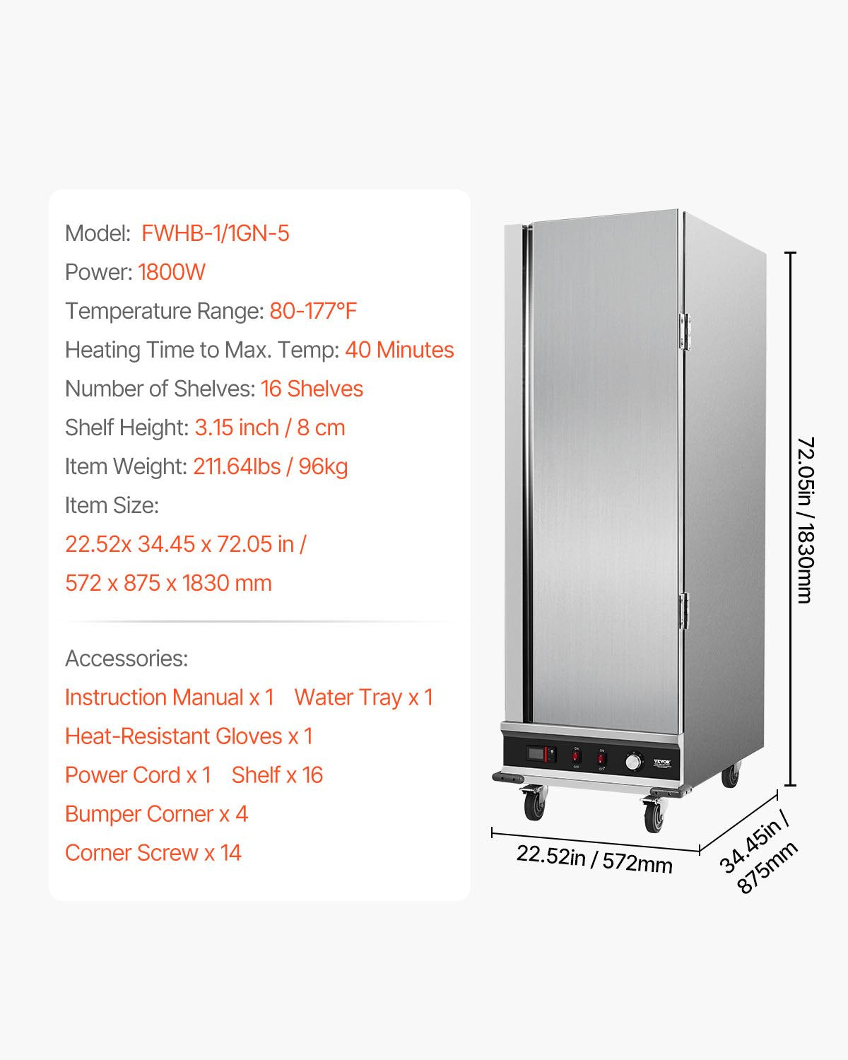 Hot Box Speisenwärmer 16-stufiger Imbiss-Wärmerschrank mit Wasserschale