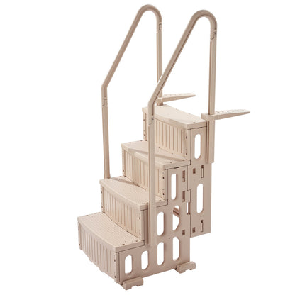 4-stufige Taupe-Poolleiter mit 2 Handläufen, trägt 181 kg für 122–137 cm große Pools