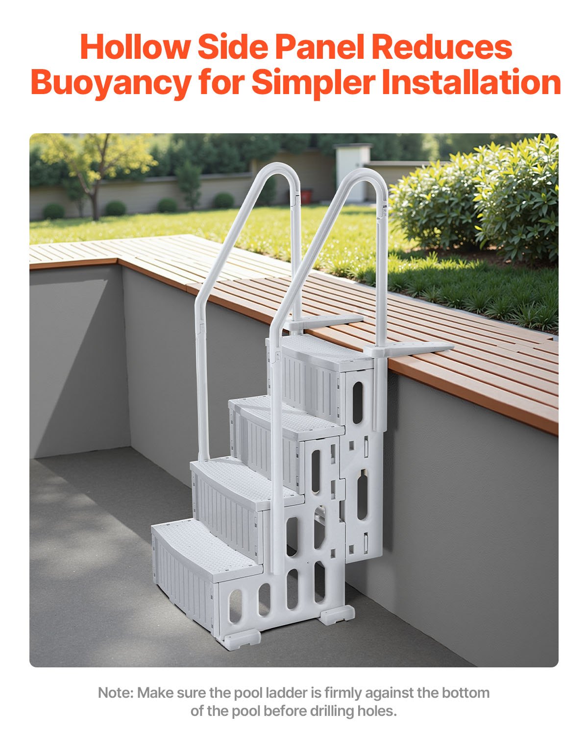 4-step gray pool ladder with 2 handrails supports 400 lb for 48-54 in the pool