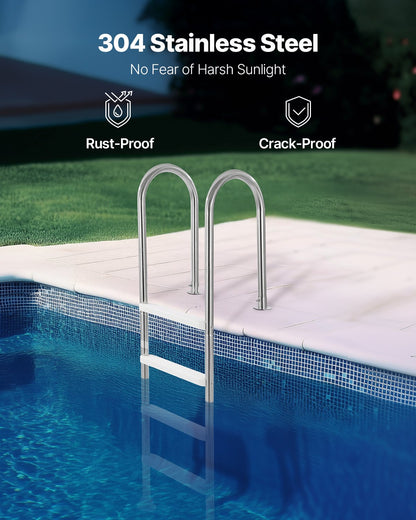 4-stegs poolstege i rostfritt stål med 2 ledstänger för 54 i däckade pooler