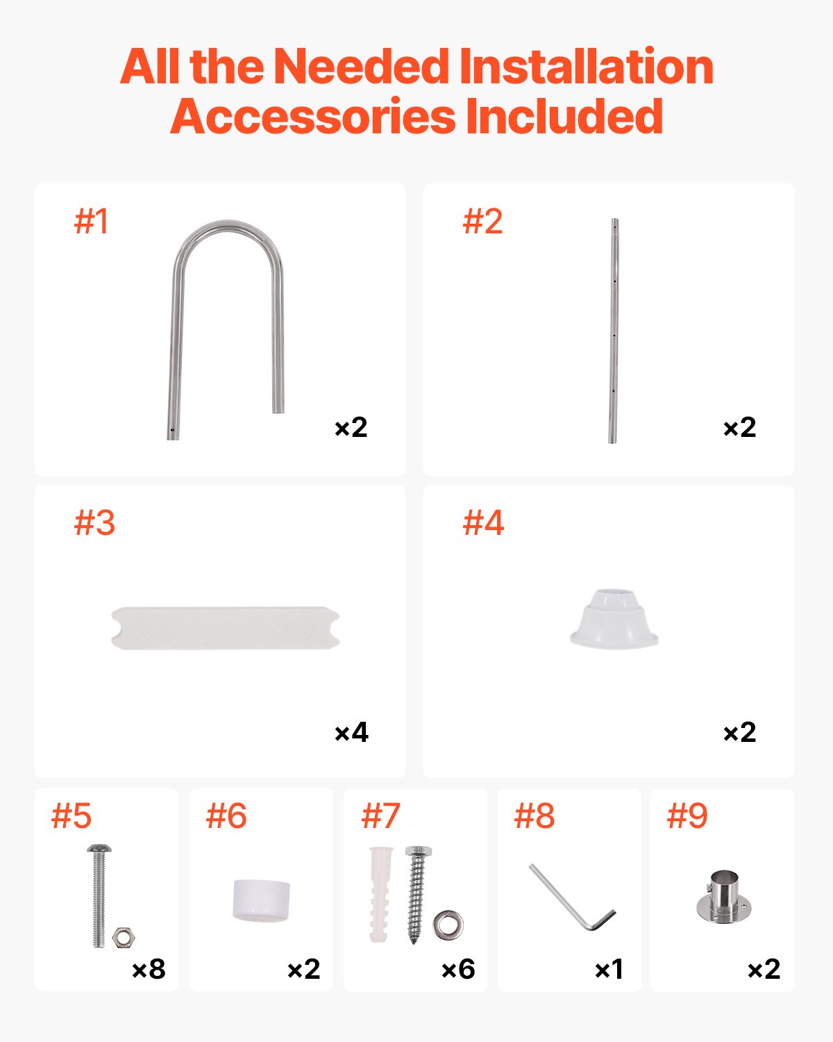 4-stegs poolstege i rostfritt stål med 2 ledstänger för 54 i däckade pooler