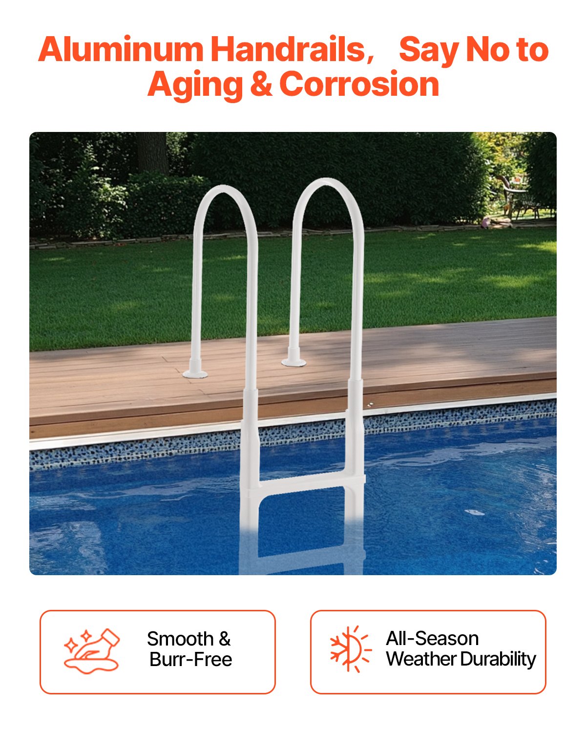 Förtjockad 4-stegs poolstege 2 ledstänger belastar 300 lb för 48-54 i poolen