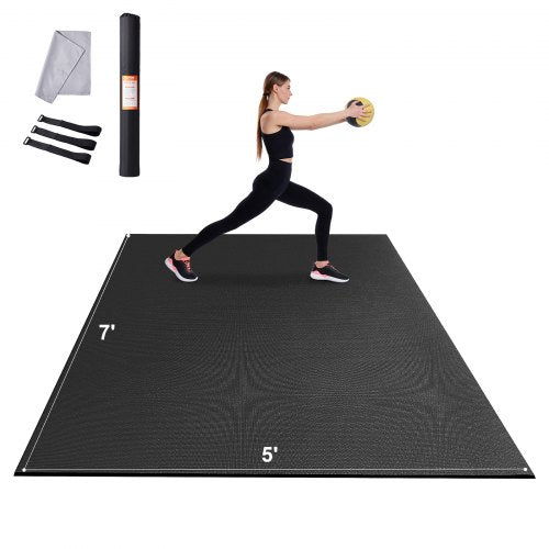 Exercise Mat, Non Slip High Density Premium Yoga Mat, Exercise Yoga Mat for Men & Women, Fitness & Exercise Mat with Bag & Carry Strap, for All Types of Home Yoga, Pilate & Floor Workout (7x5ft)