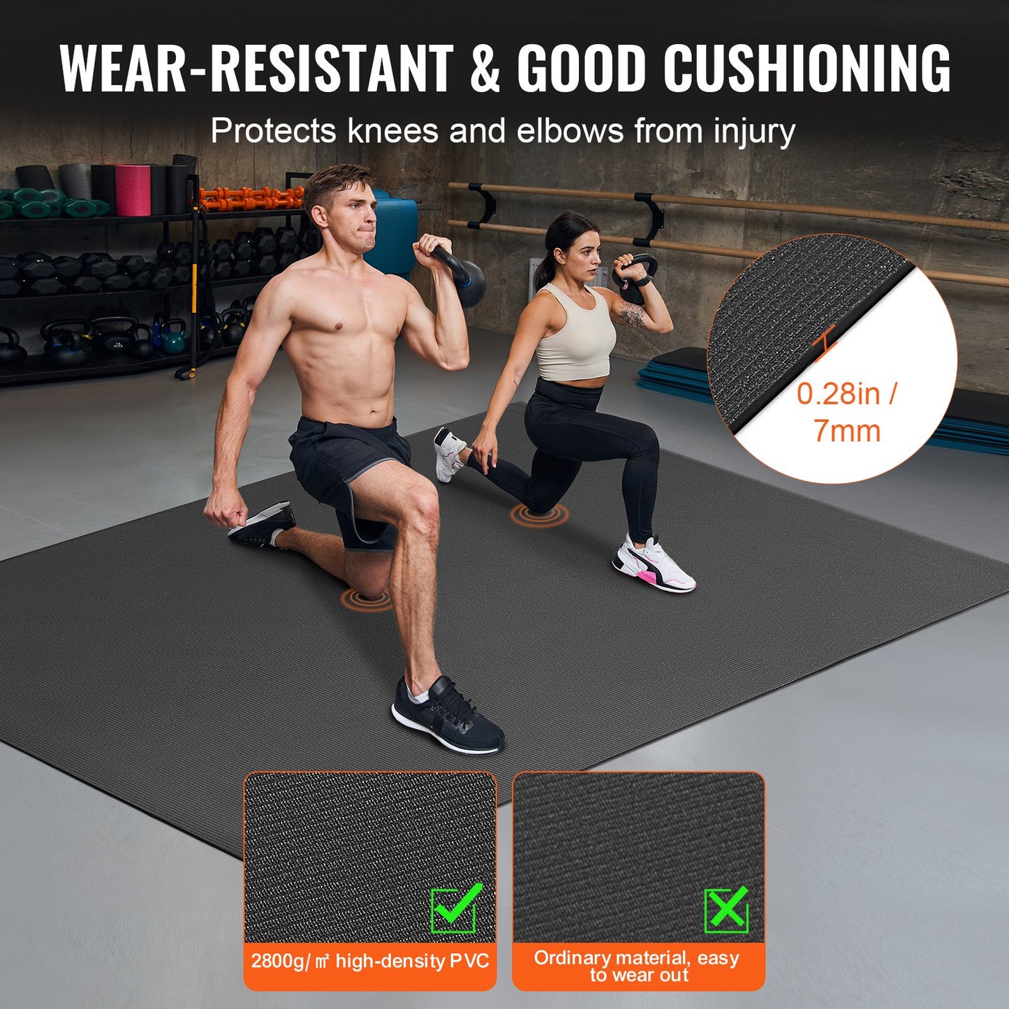 Exercise Mat, Non Slip High Density Premium Yoga Mat, Exercise Yoga Mat for Men & Women, Fitness & Exercise Mat with Bag & Carry Strap, for All Types of Home Yoga, Pilate & Floor Workout (7x5ft)