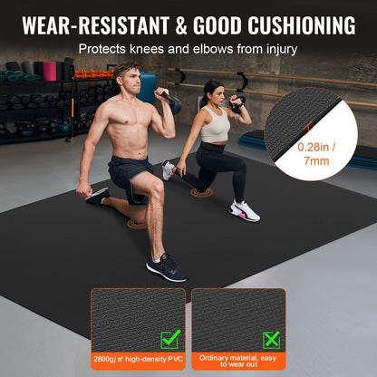 Trainingsmatte, rutschfeste Yogamatte, für Fitnessstudio, Fitness, Pilates, Trainingsmatte (2,4 x 1,5 m)