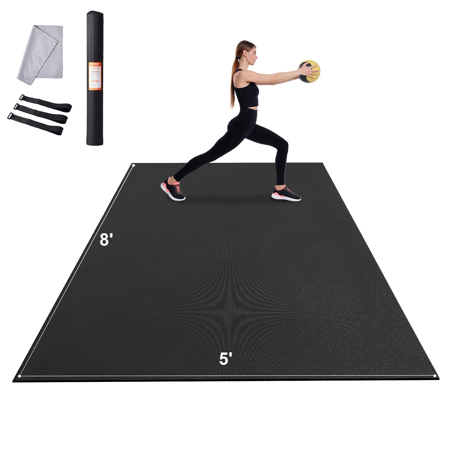 Trainingsmatte, rutschfeste Yogamatte, für Fitnessstudio, Fitness, Pilates, Trainingsmatte (2,4 x 1,5 m)