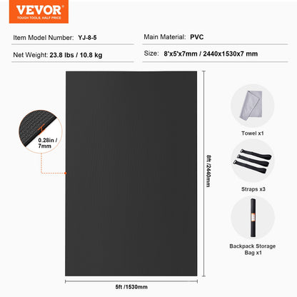 Exercise Mat, Non Slip High Density Premium Yoga Mat, Exercise Yoga Mat for Men & Women, Fitness & Exercise Mat with Bag & Carry Strap, for All Types of Home Yoga, Pilate & Floor Workout (8x5ft)