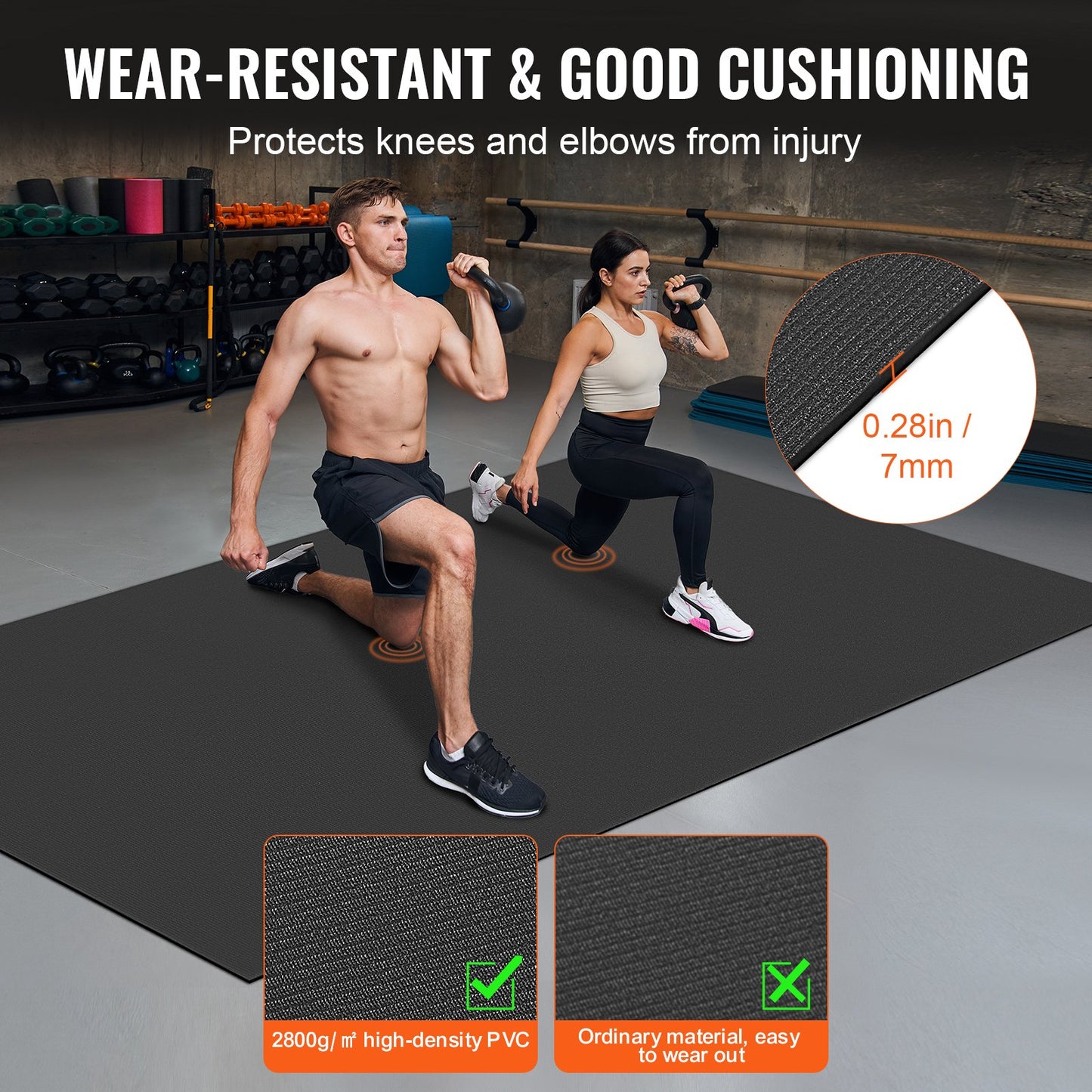 Exercise Mat, Non Slip High Density Premium Yoga Mat, Exercise Yoga Mat for Men Women, Fitness & Exercise Mat with Bag & Carry Strap, for All Types of Home Yoga, Pilate & Floor Workout (10x6ft)