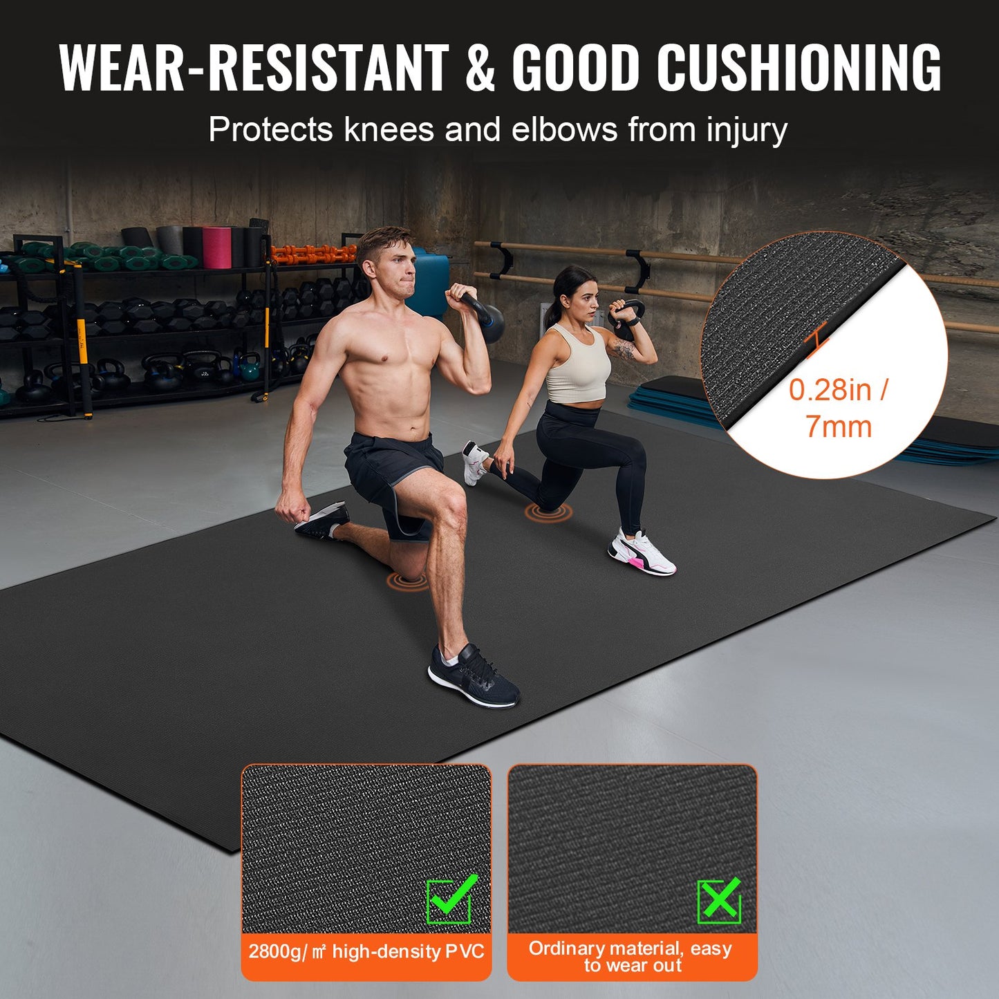 Exercise Mat, Non Slip High Density Premium Yoga Mat, Exercise Yoga Mat for Men Women, Fitness & Exercise Mat with Bag & Carry Strap, for All Types of Home Yoga, Pilate & Floor Workout (12x6ft)