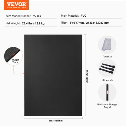 Exercise Mat, Non Slip High Density Premium Yoga Mat, Exercise Yoga Mat for Men & Women, Fitness & Exercise Mat with Bag & Carry Strap, for All Types of Home Yoga, Pilate & Floor Workout (8x6ft)