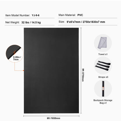 Exercise Mat, Non Slip High Density Premium Yoga Mat, Exercise Yoga Mat for Men & Women, Fitness & Exercise Mat with Bag & Carry Strap, for All Types of Home Yoga, Pilate & Floor Workout (9x6ft)