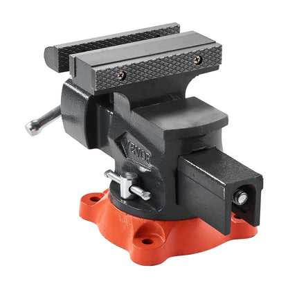 Bench Vise, 5.5" Jaw Width, 5.5" Max Jaw Opening Multipurpose Vise with 360° Swivel Locking Base, 2.8" Throat Depth, Heavy Duty Ductile Iron Workbench Vise, Two-Way Jaws for Clamping Round Pipes