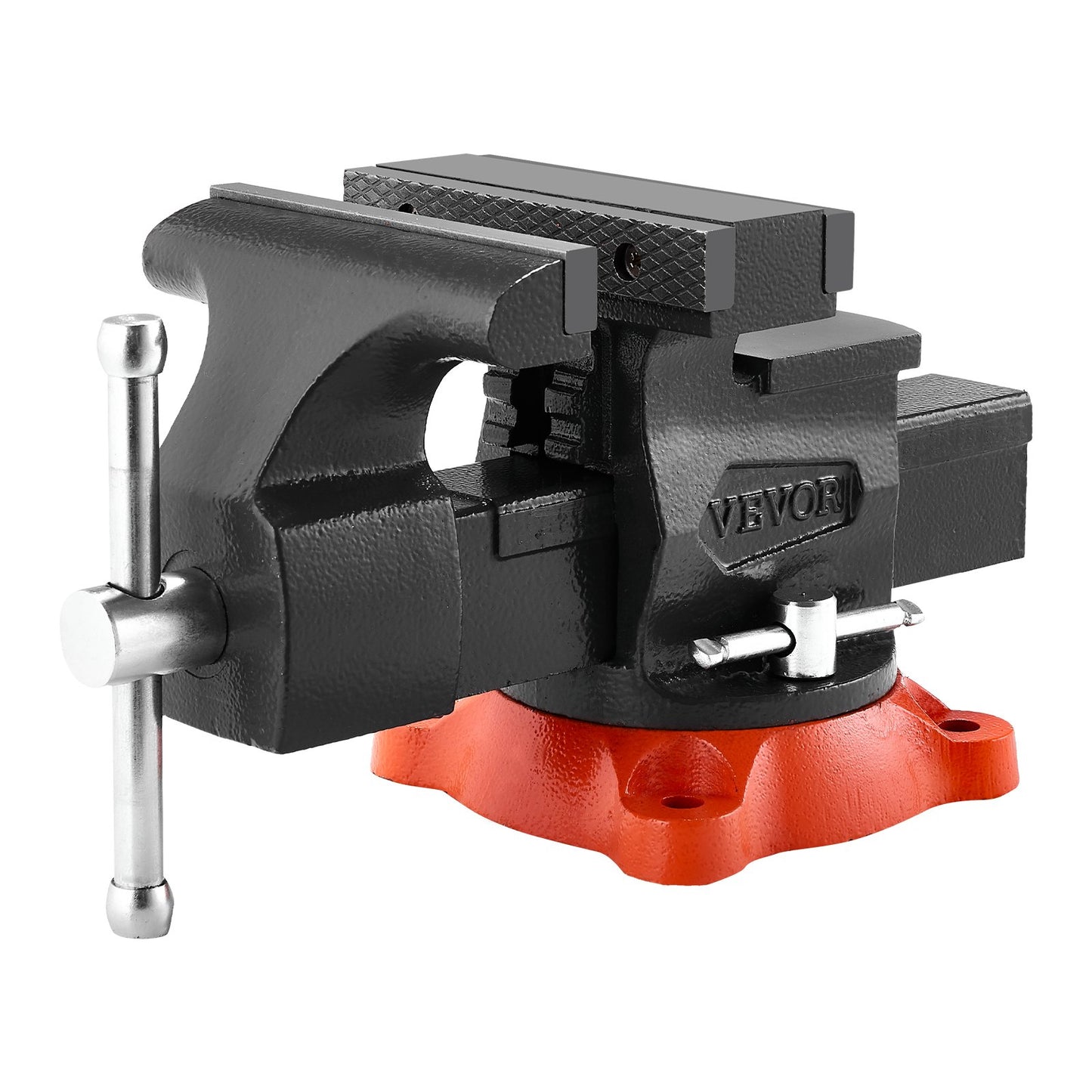 Bench Vise, 5.5" Jaw Width, 5.5" Max Jaw Opening Multipurpose Vise with 360° Swivel Locking Base, 2.8" Throat Depth, Heavy Duty Ductile Iron Workbench Vise, Two-Way Jaws for Clamping Round Pipes