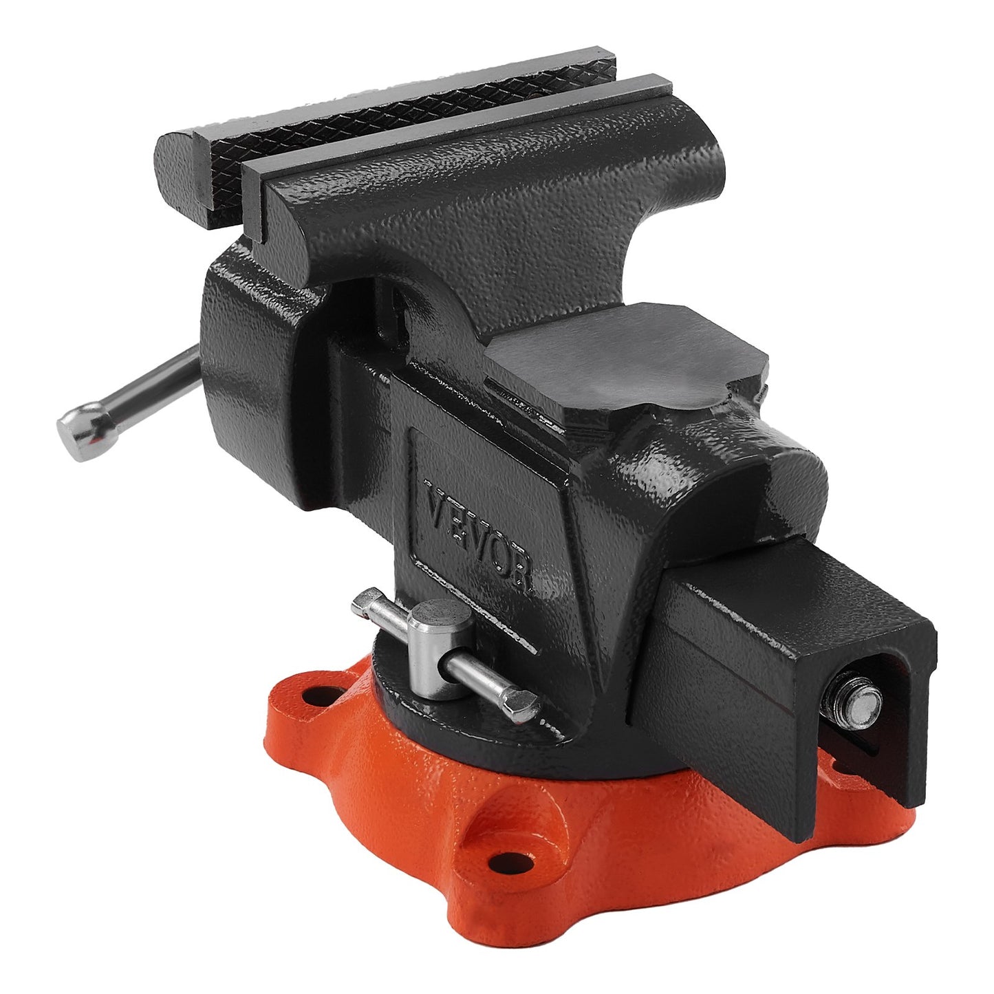 Bench Vise, 5" Jaw Width, 5" Max Jaw Opening Multipurpose Vise with 360° Swivel Locking Base, 2.8" Throat Depth, Heavy Duty Ductile Iron Workbench Vise with Anvil, for Clamping Round Pipes