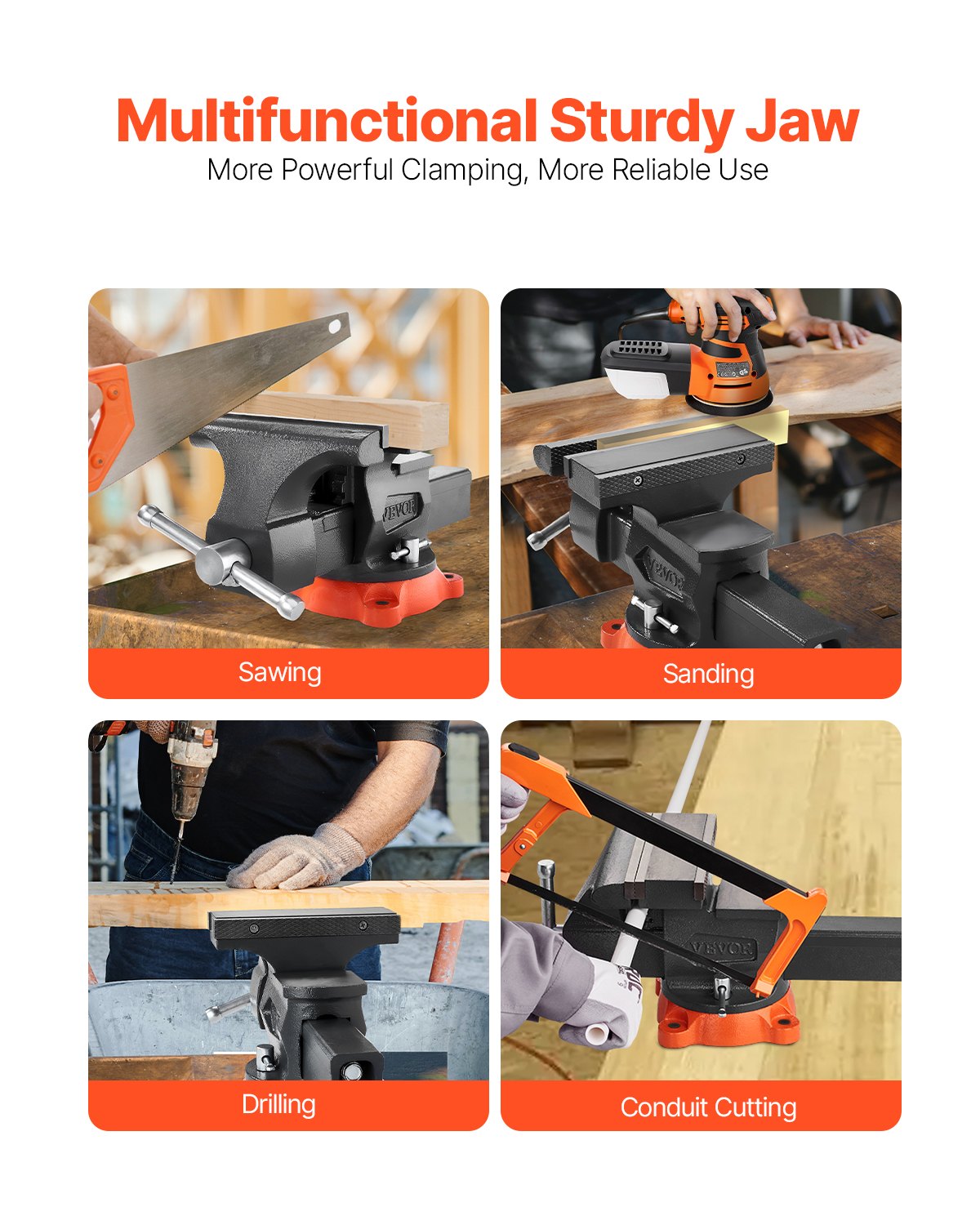 8-tums bänkskruvdragare Multipurpose Heavy Duty duktilt järn svängbar låsbas