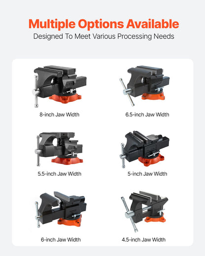 8-tums bänkskruvdragare Multipurpose Heavy Duty duktilt järn svängbar låsbas