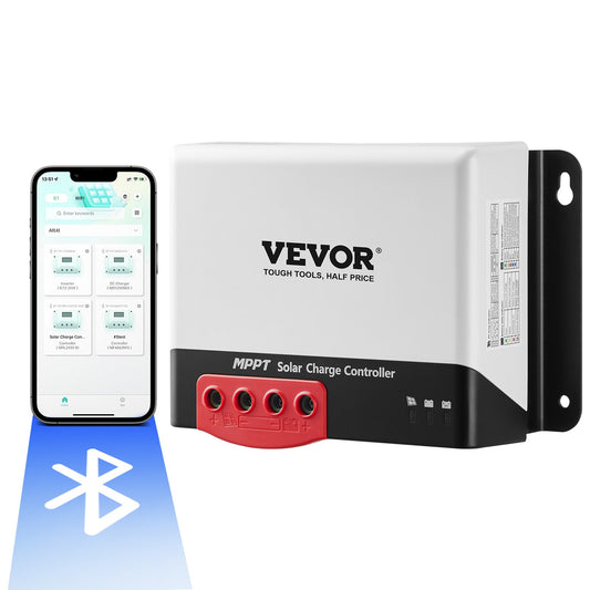 50A MPPT Solar Charge Controller, 12V / 24V Auto DC Input, Solar Panel Regulator Laddare med Bluetooth-modul, 98 % laddningseffektivitet för förseglad (AGM), gel, översvämmad och litiumbatteriladdning