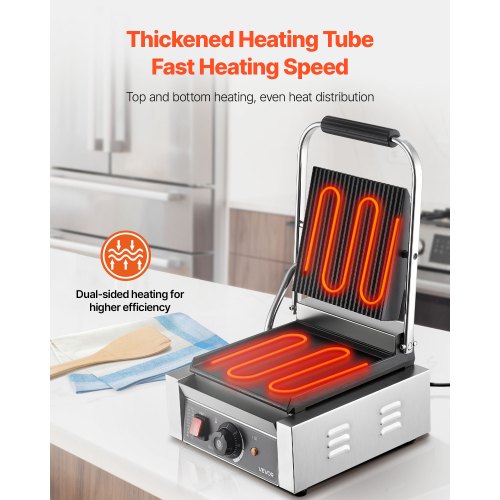 Kommerzieller Panini-Presse-Grill-Sandwichmaker-Backblech 22x23 cm | EU