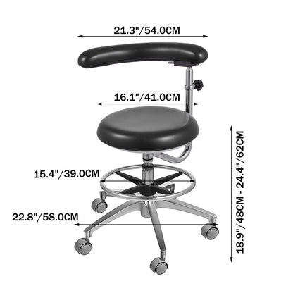Medical Dental Stool Dentist Chair with 360 Degree Rotation Armrest PU Leather Assistant Stool Chair Height Adjustable Doctor Chair