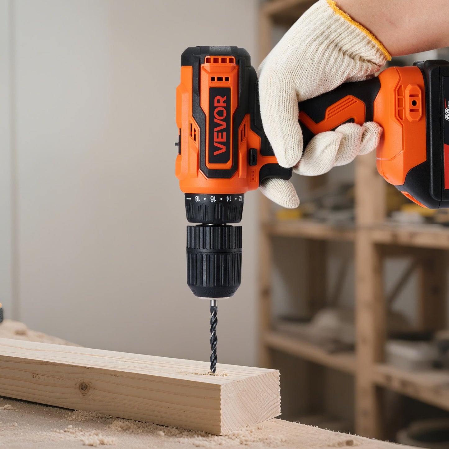 Cordless Drill Driver, 1/2 inch Metal Chuck, Dual-Speed Variable, Drill Driver Kit with Lithium Battery and Charger, Belt Clip, for Wood and Metal Drilling, Screw Tightening or Loosening