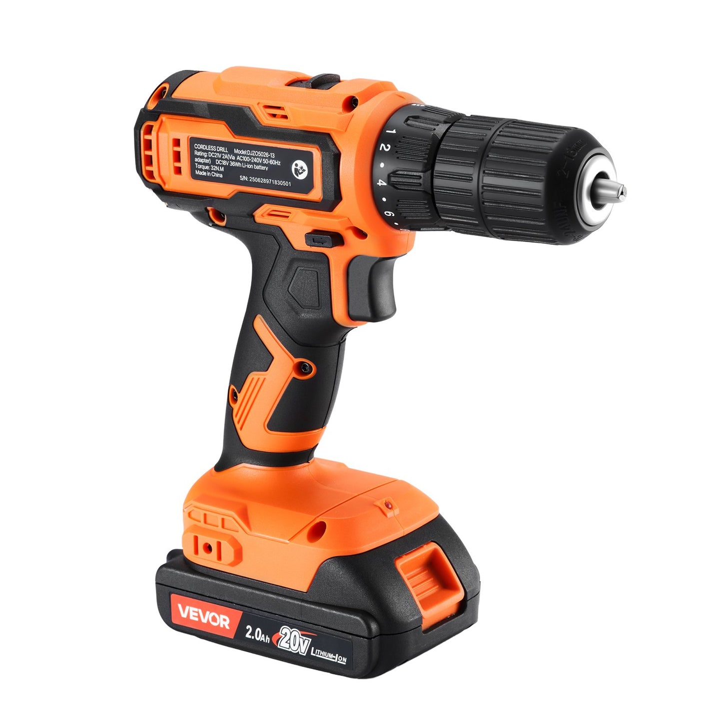 Cordless Drill Driver, 1/2 inch Metal Chuck, Dual-Speed Variable, Drill Driver Kit with Lithium Battery and Charger, Belt Clip, for Wood and Metal Drilling, Screw Tightening or Loosening