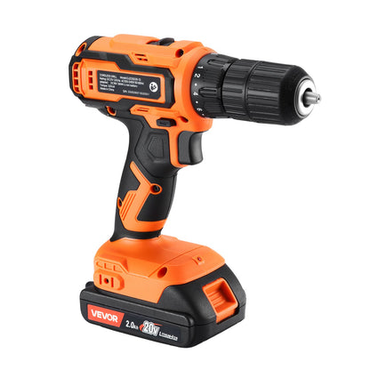 Cordless Drill Driver, 1/2 inch Metal Chuck, Dual-Speed Variable, Drill Driver Kit with Lithium Battery and Charger, Belt Clip, for Wood and Metal Drilling, Screw Tightening or Loosening