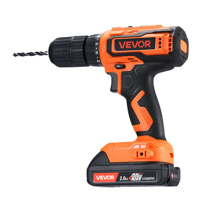 Cordless Drill Driver, 1/2 inch Metal Chuck, Dual-Speed Variable, Drill Driver Kit with Lithium Battery and Charger, Belt Clip, for Wood and Metal Drilling, Screw Tightening or Loosening