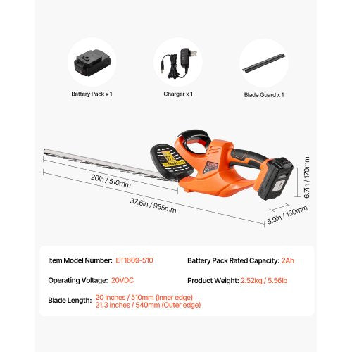 sladdlös elektrisk häcksax 20V 2A batteri 20 tum dubbelverkande blad |  EU