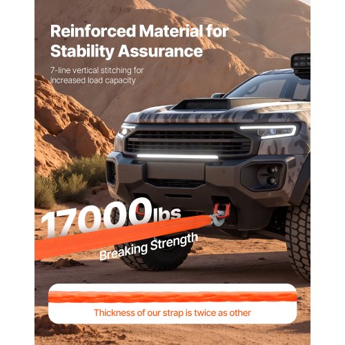 Tow Strap Rope 17000 lbs 20 ft Car Tow Cable with 2 Hooks Heavy Duty | EU