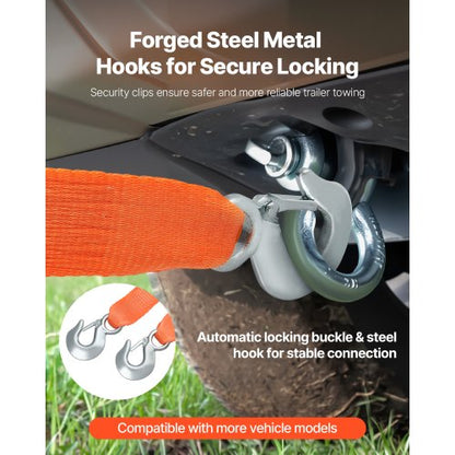 Tow Strap Rope 17000 lbs 20 ft Car Tow Cable with 2 Hooks Heavy Duty | EU