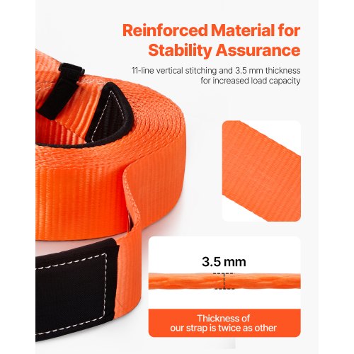 Car Towing Cable Towing Strap Rope 16000 lbs 9 m 7.5 cm Heavy Duty Emergency