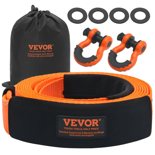 Heavy Duty Tow Strap Recovery Kit 3" x 20 ft (MBS-36,000 lbs) Tree Saver Winch Strap, Triple Reinforced Eyelet &amp; Protective Sleeves &amp; Storage Bag, 3/4" D-Ring Shackles, for Jeep SUV ATV