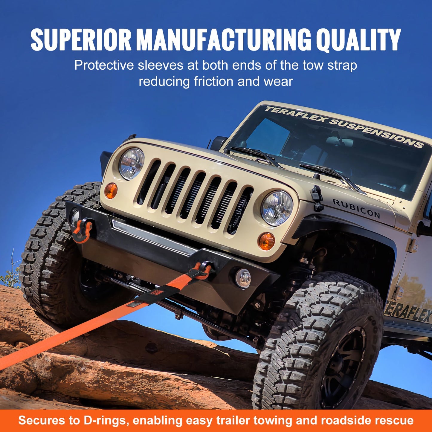 Heavy Duty Tow Strap Recovery Kit 3" x 30 ft (MBS-36,000 lbs) Tree Saver Winch Strap, Triple Reinforced Loop & Protective Sleeves & Storage Bag , 3/4" D-Ring Shackles, for Truck Jeep SUV ATV