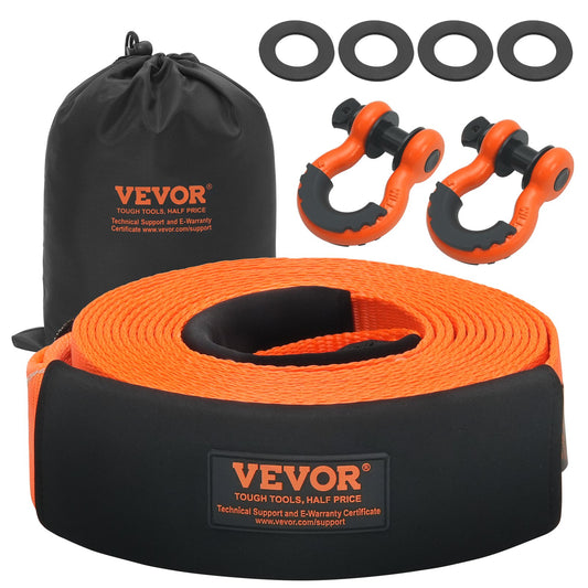 Heavy Duty Tow Strap Recovery Kit 3" x 30 ft (MBS-36,000 lbs) Tree Saver Winch Strap, Triple Reinforced Eyelet &amp; Protective Sleeves &amp; Storage Bag, 3/4" D-Ring Shackles, for Jeep SUV ATV