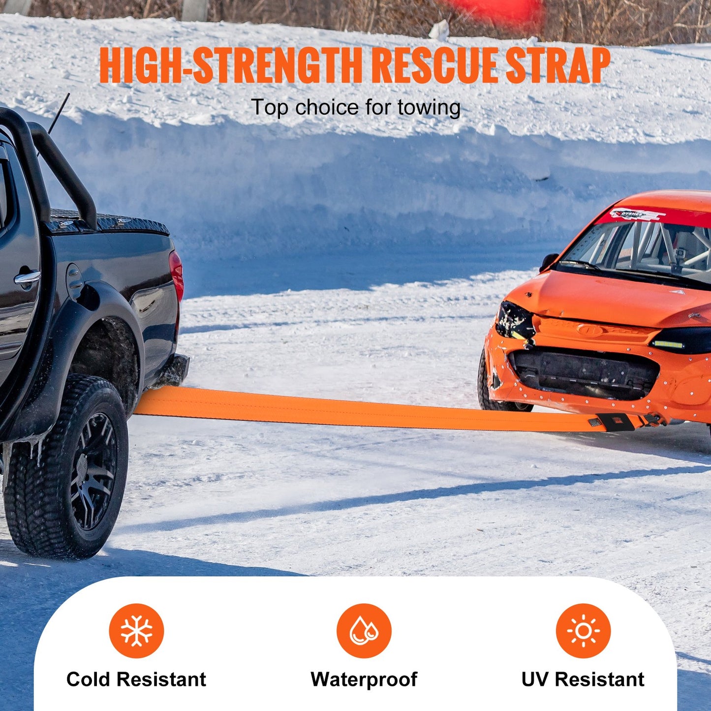 Recovery Drag Strap 4" x 30', 46,500 lbs Wide Strength, Triple Reinforced Loop Strap, Tree Saver, Off Road Towing and Recovery, Extreme Weather Resistance, Protective Sleeves and Storage Bag